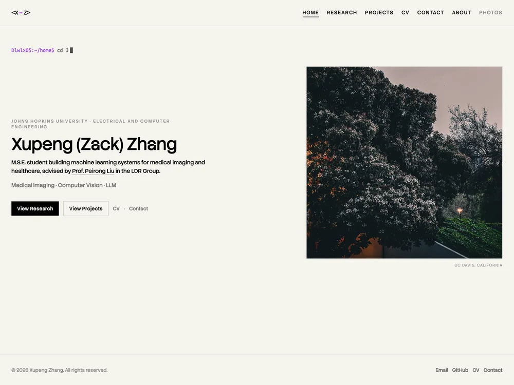 Screenshot of this site's homepage